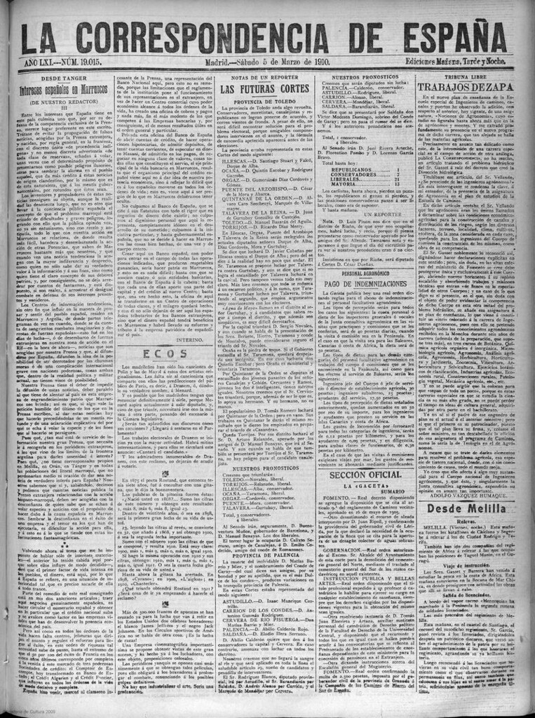 Miniatura de La Correspondencia de España del 5 de marzo de 1910