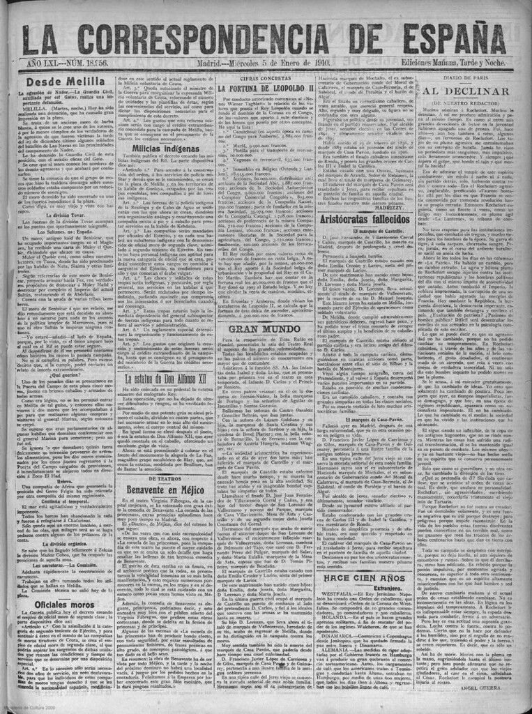Miniatura de La correspondencia de España del 5 de enero de 1910