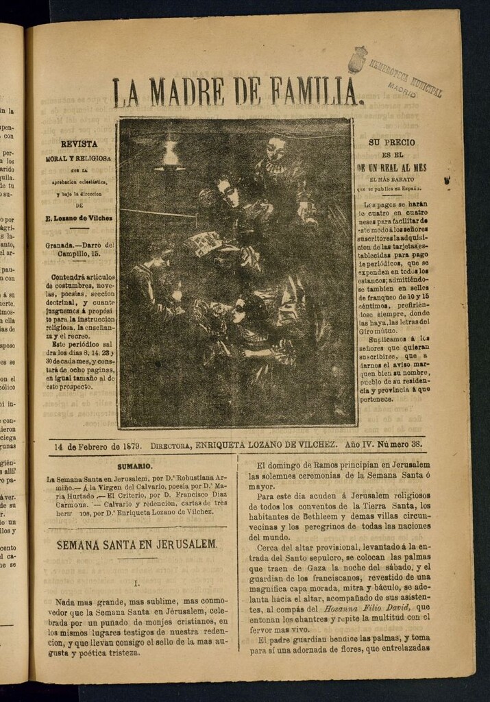 Miniatura de Madre de Familia : revista semanal del 14 de febrero de 1879