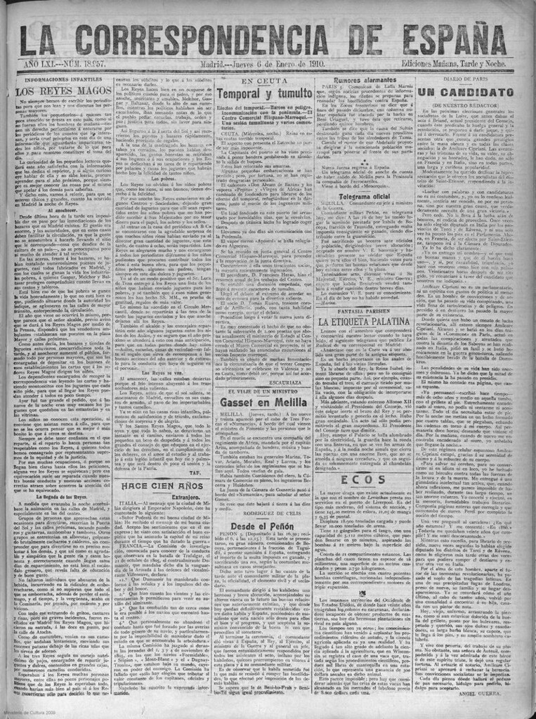 Miniatura de La correspondencia de España del 6 de enero de 1910