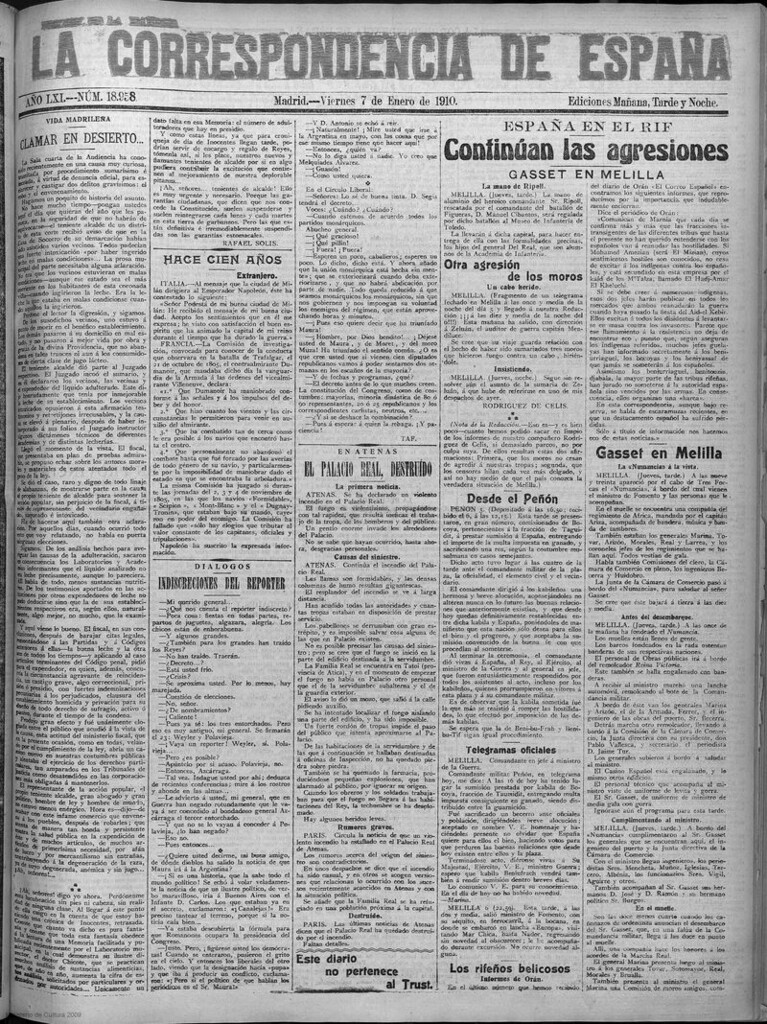 Miniatura de La correspondencia de España del 7 de enero de 1910 (edición de la mañana)