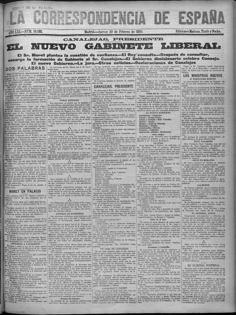 Miniatura de La Correspondencia de España del 10 de febrero de 1910 (edición de la mañana)