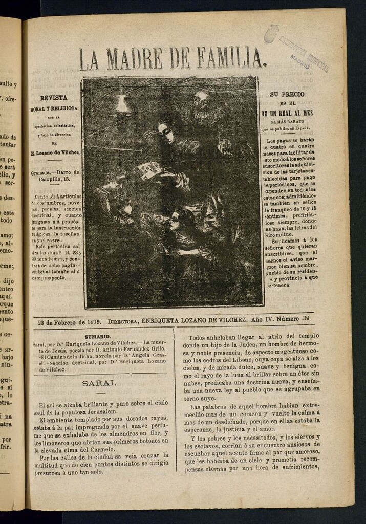 Miniatura de Madre de Familia : revista semanal del 23 de febrero de 1879