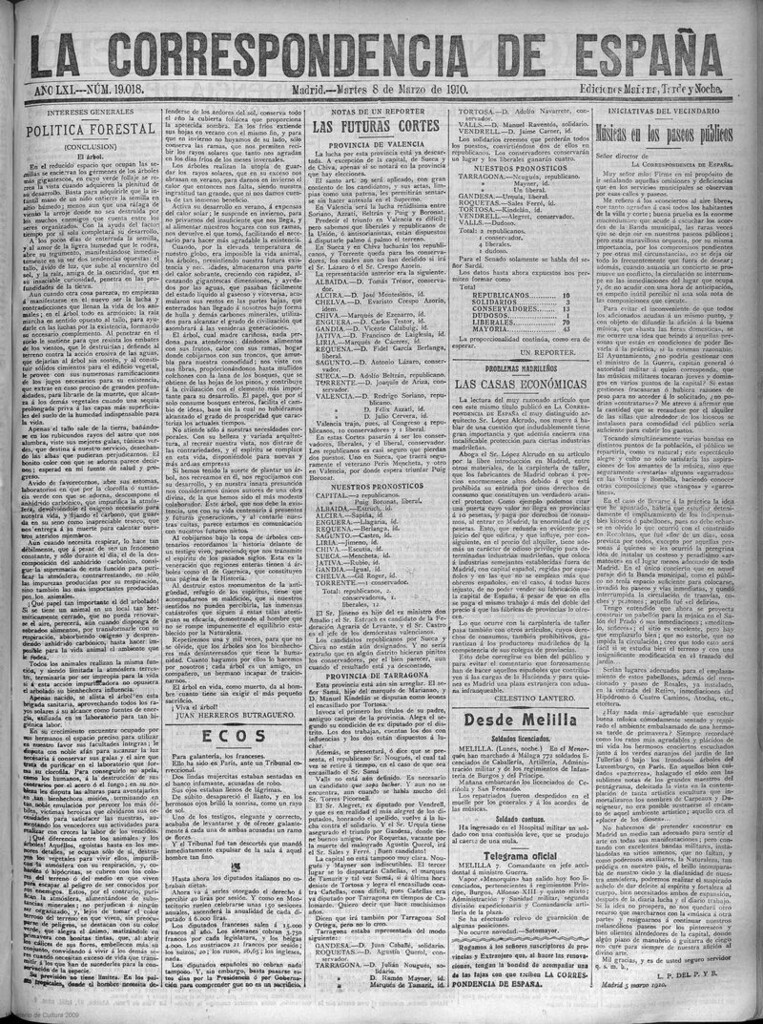 Miniatura de La Correspondencia de España del 8 de marzo de 1910