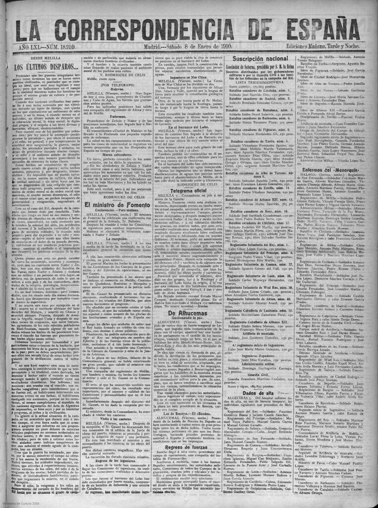 Miniatura de La correspondencia de España del 8 de enero de 1910