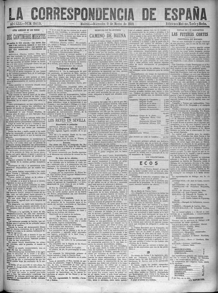 Miniatura de La Correspondencia de España del 9 de marzo de 1910