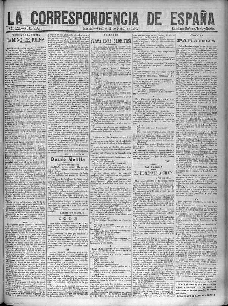 Miniatura de La Correspondencia de España del 11 de marzo de 1910