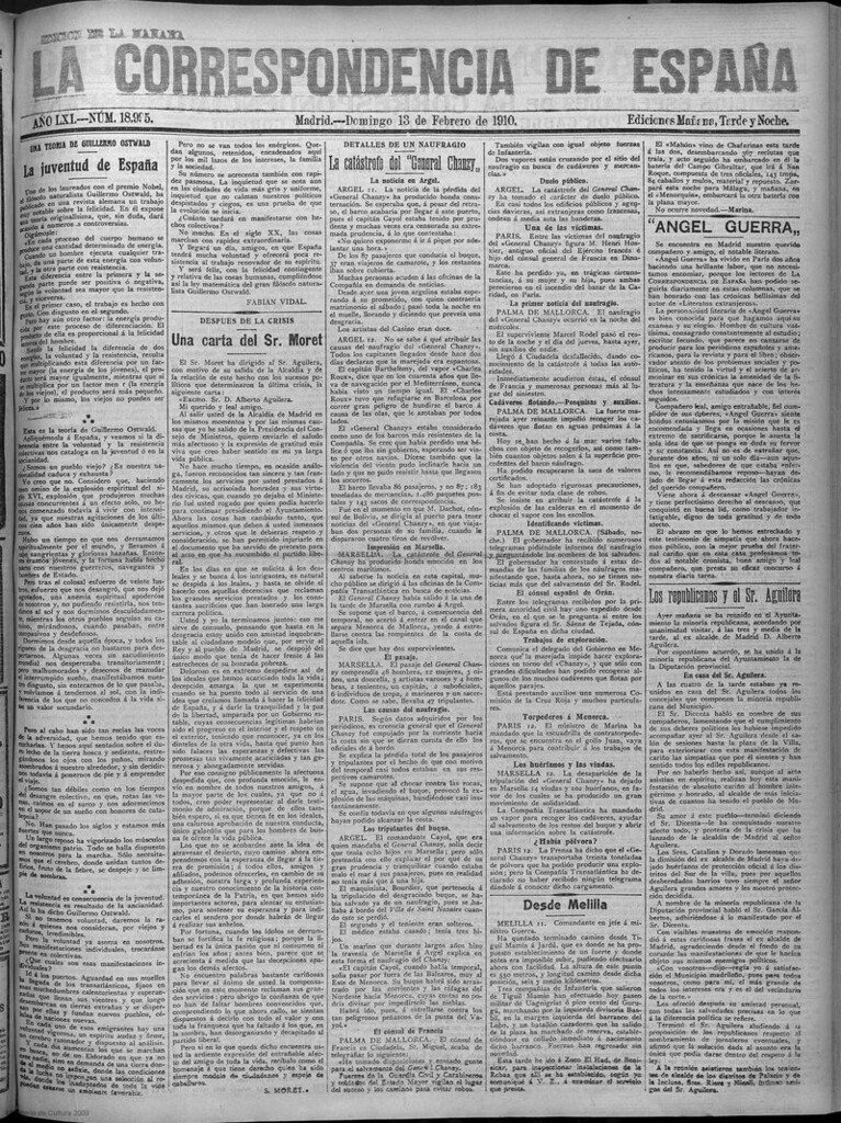 Miniatura de La Correspondencia de España del 13 de febrero de 1910 (edición de la mañana)