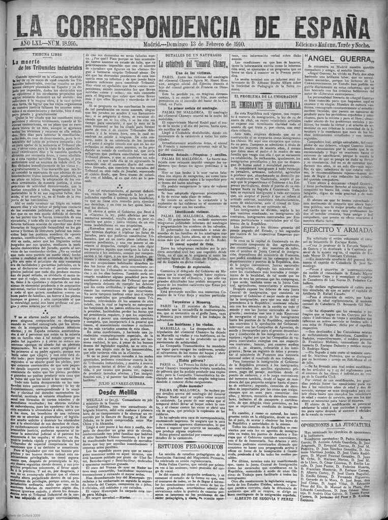 Miniatura de La Correspondencia de España del 13 de febrero de 1910
