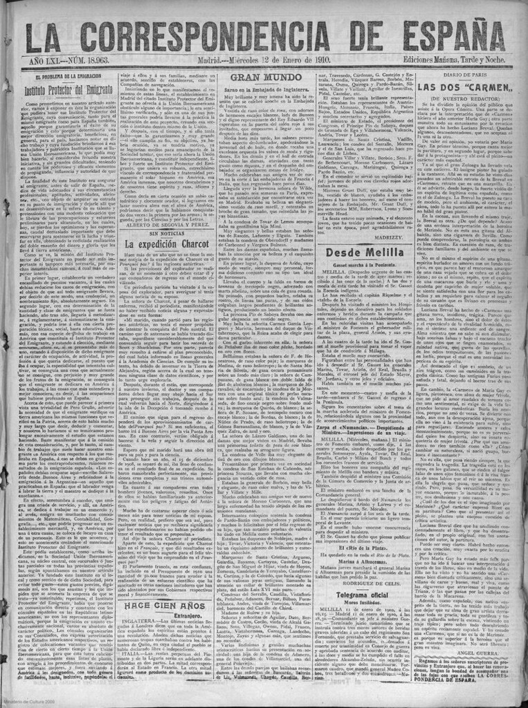 Miniatura de La correspondencia de España del 12 de enero de 1910