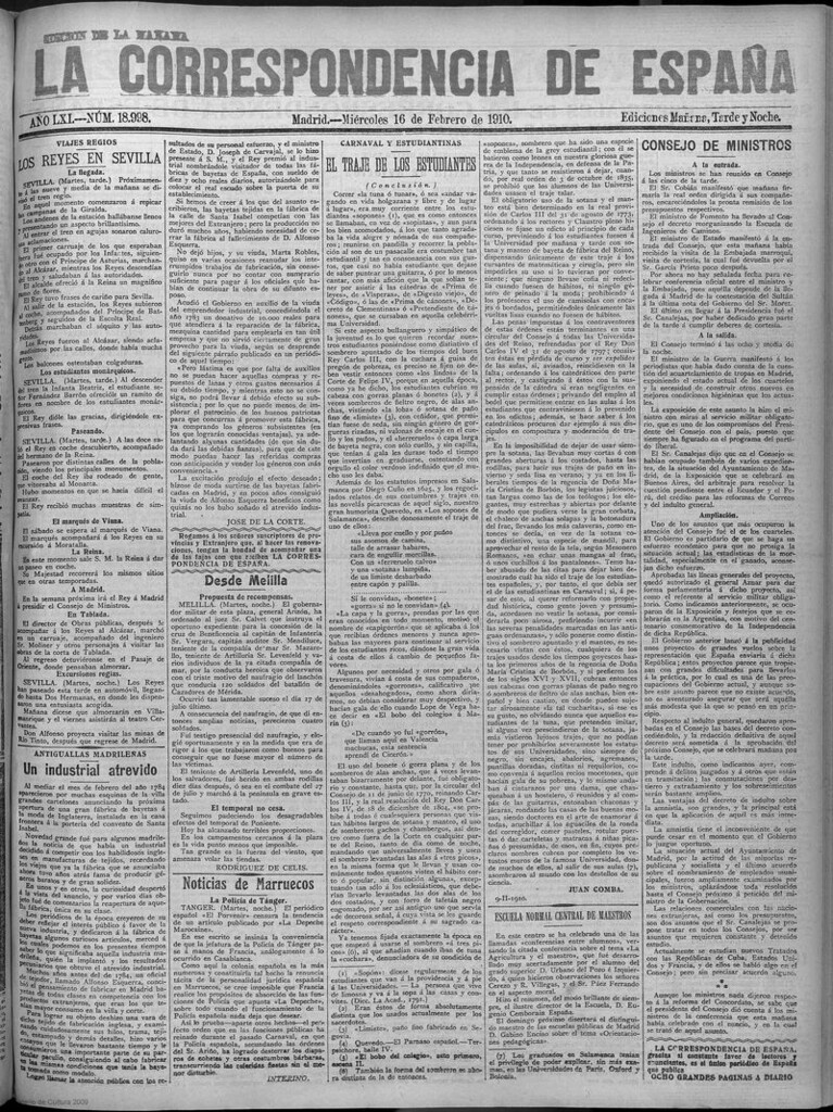 Miniatura de La Correspondencia de España del 16 de febrero de 1910 (edición de la mañana)