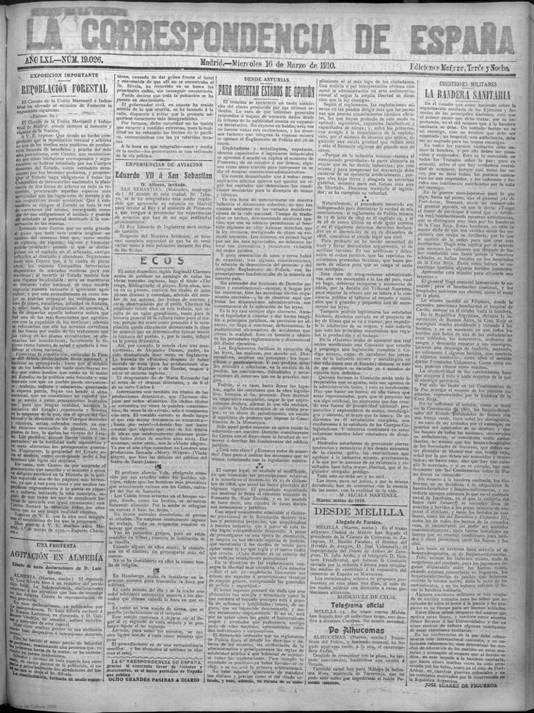 Miniatura de La Correspondencia de España del 16 de marzo de 1910 (edición de la mañana)