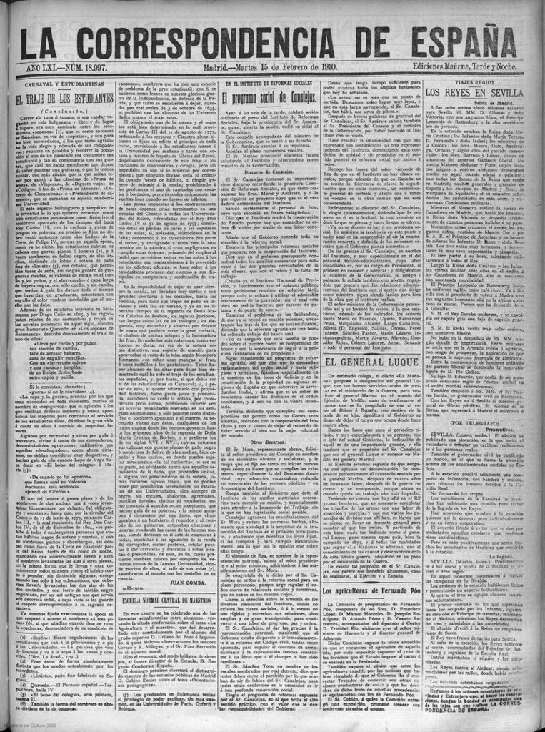 Miniatura de La Correspondencia de España del 15 de febrero de 1910