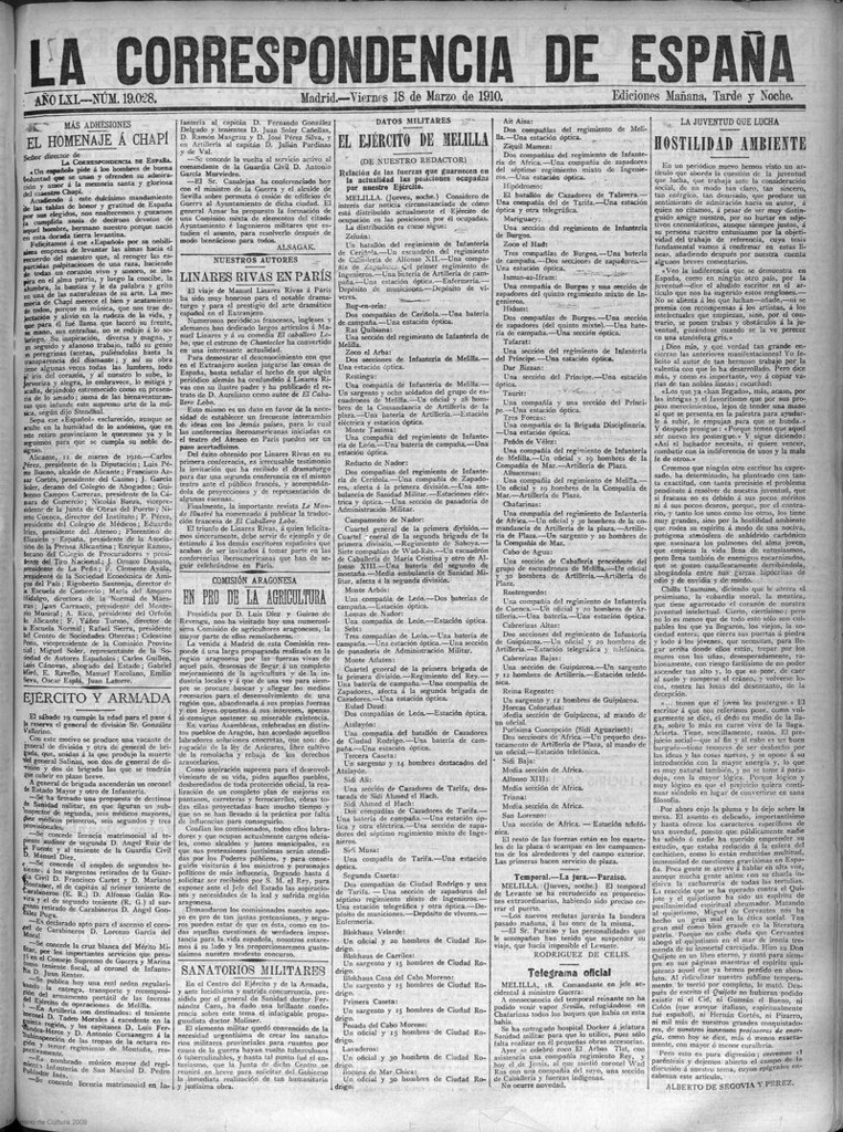 Miniatura de La Correspondencia de España del 18 de marzo de 1910