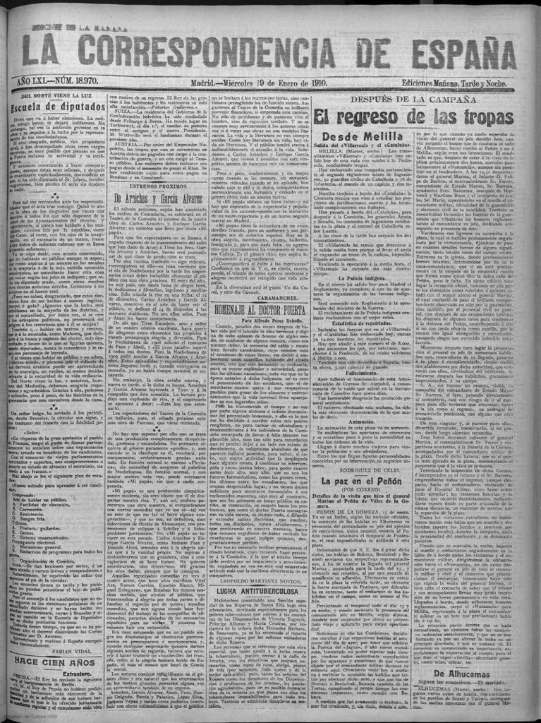 Miniatura de La correspondencia de España del 19 de enero de 1910 (edición de la mañana)
