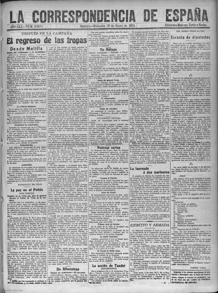 Miniatura de La correspondencia de España del 19 de enero de 1910