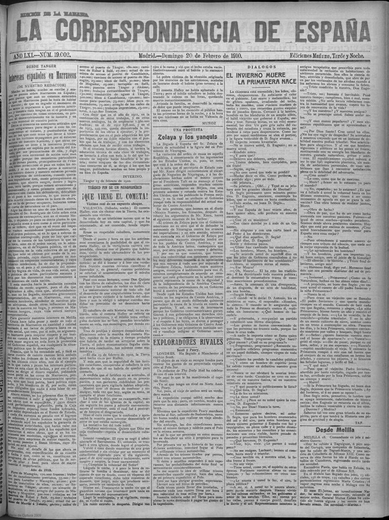 Miniatura de La Correspondencia de España del 20 de febrero de 1910 (edición de la mañana)