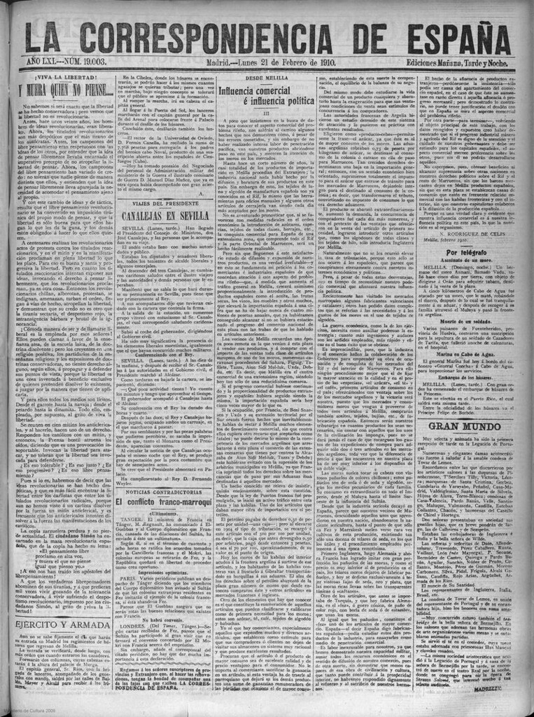 Miniatura de La Correspondencia de España del 21 de febrero de 1910