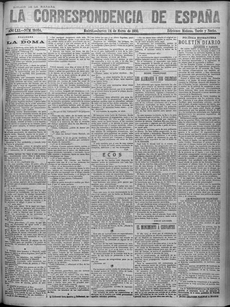 Miniatura de La Correspondencia de España del 24 de marzo de 1910 (edición de la mañana)