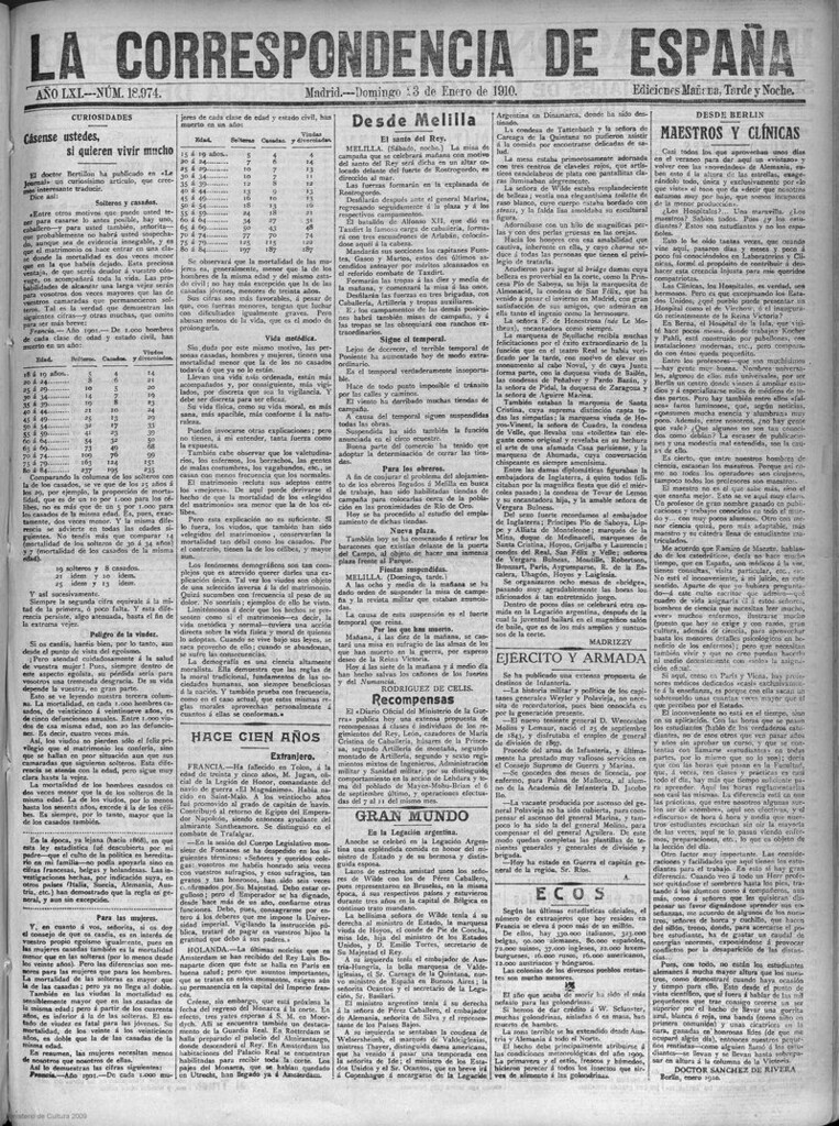 Miniatura de La correspondencia de España del 23 de enero de 1910