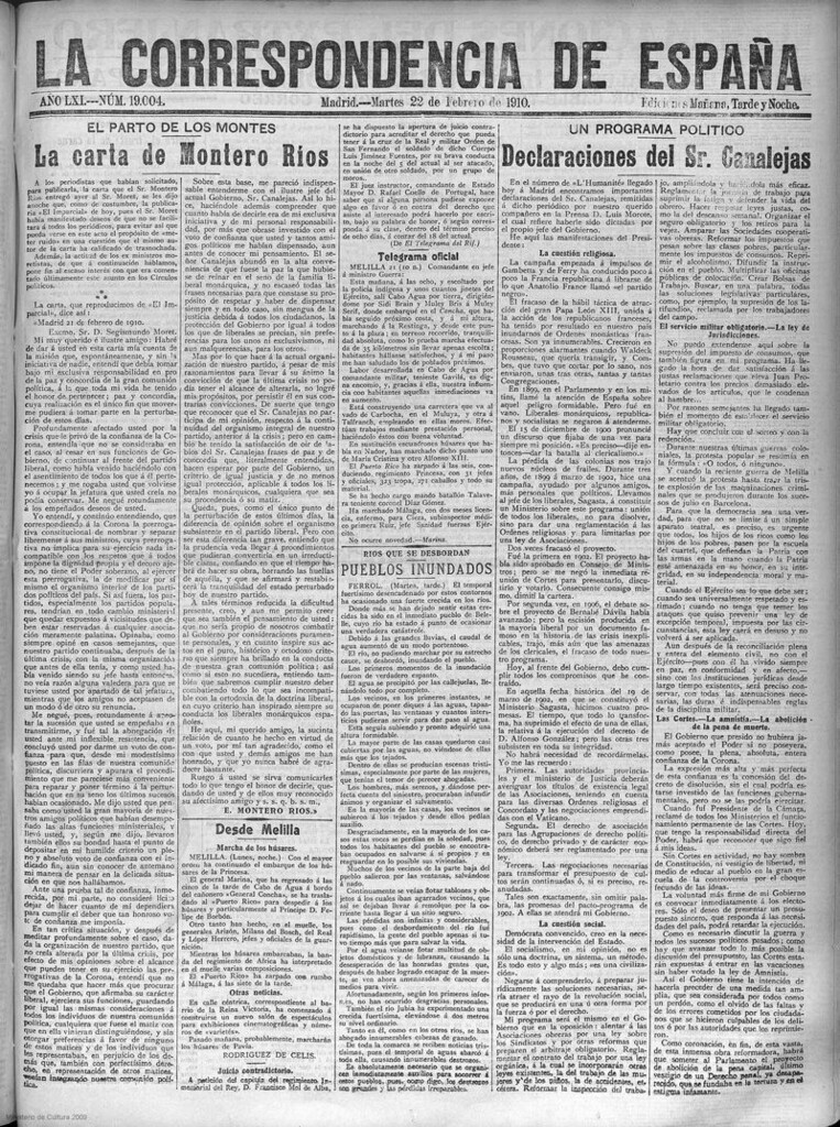 Miniatura de La Correspondencia de España del 22 de febrero de 1910