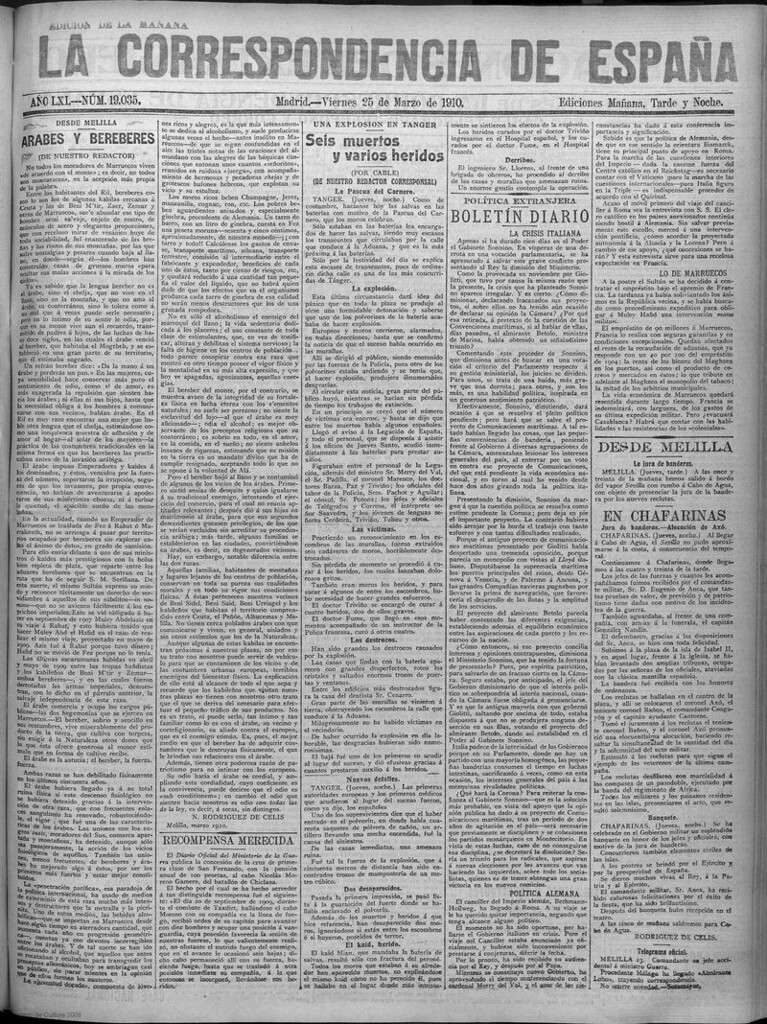 Miniatura de La Correspondencia de España del 25 de marzo de 1910 (edición de la mañana)