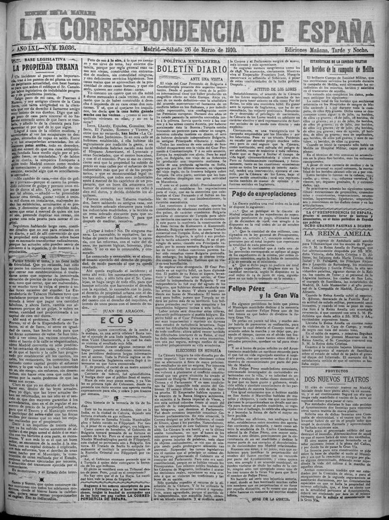 Miniatura de La Correspondencia de España del 26 de marzo de 1910 (edición de la mañana)