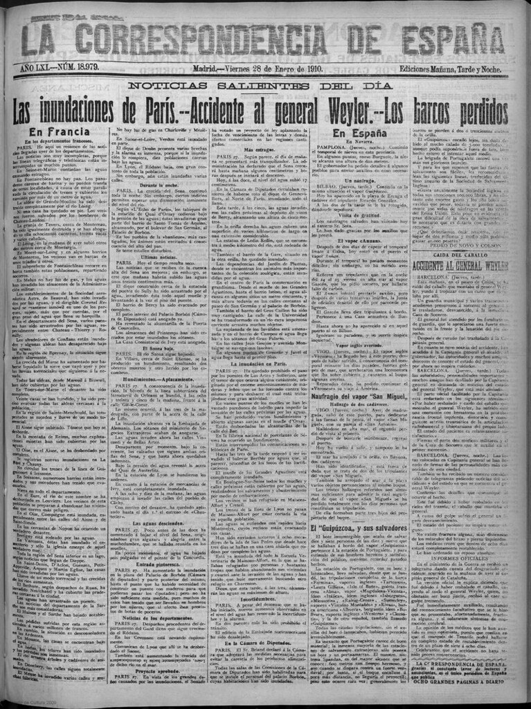 Miniatura de La correspondencia de España del 28 de enero de 1910 (edición de la mañana)