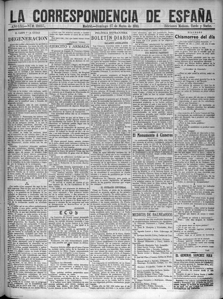 Miniatura de La Correspondencia de España del 27 de marzo de 1910