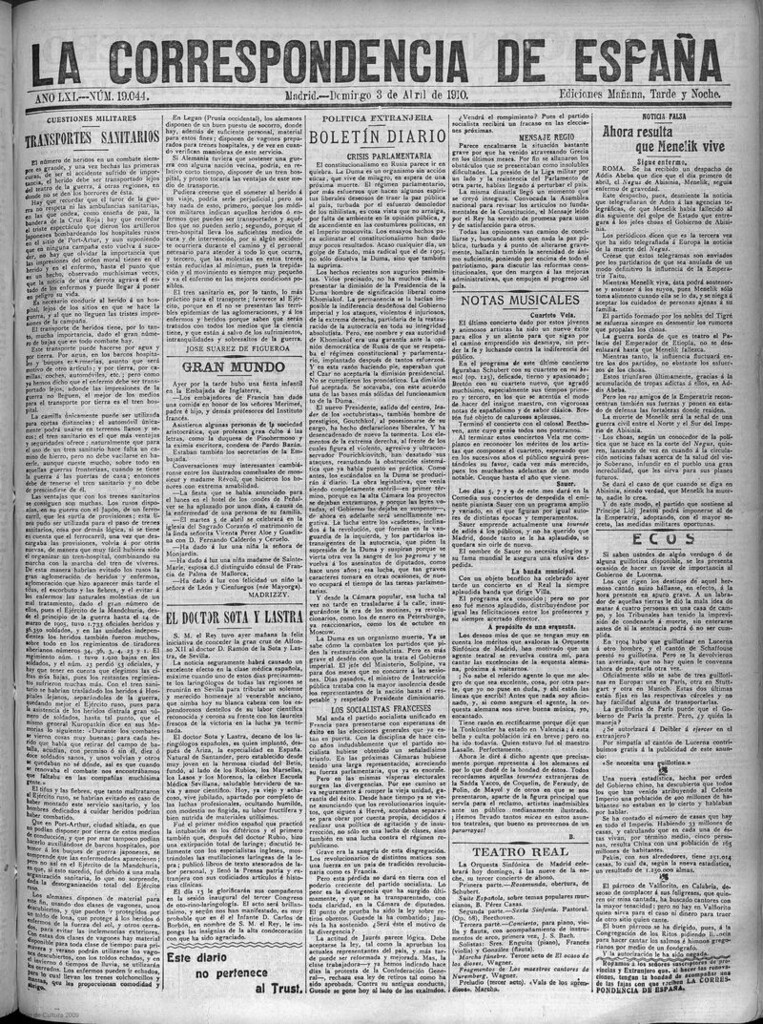 Miniatura de La Correspondencia de España del 3 de abril de 1910