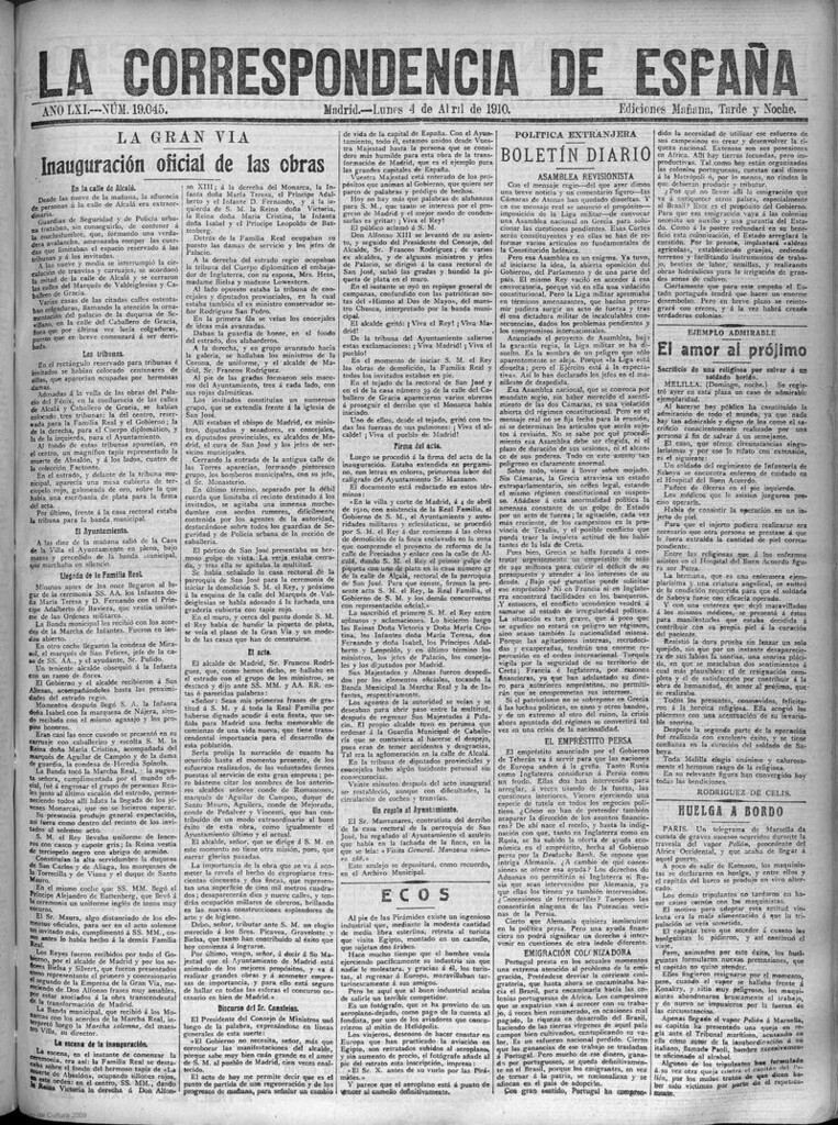 Miniatura de La Correspondencia de España del 4 de abril de 1910