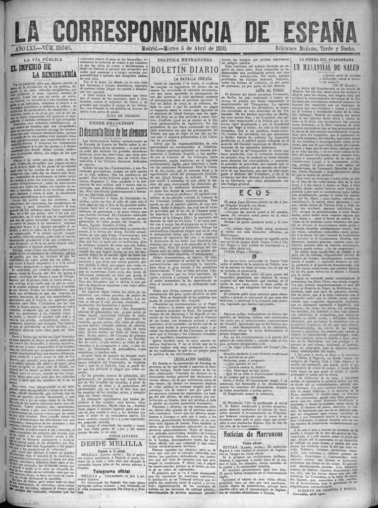 Miniatura de La Correspondencia de España del 5 de abril de 1910