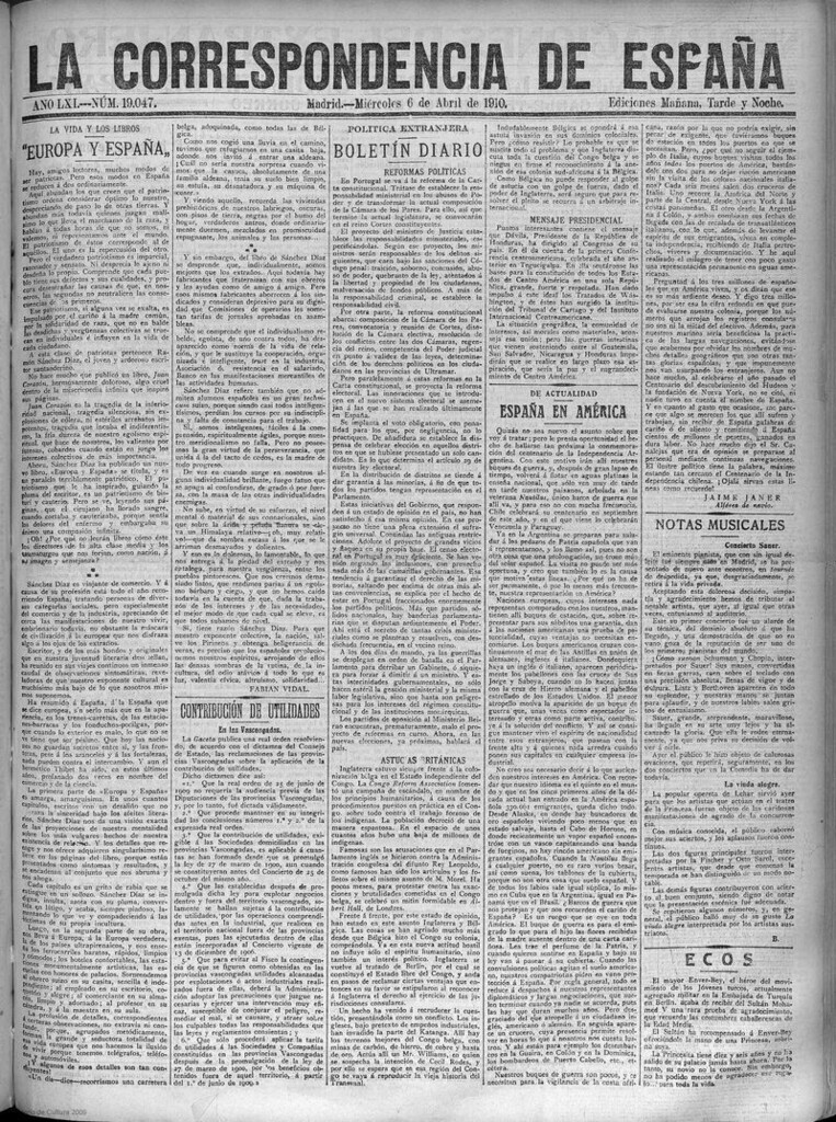 Miniatura de La Correspondencia de España del 6 de abril de 1910