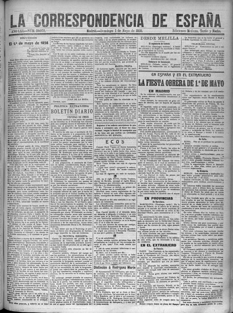 Miniatura de La Correspondencia de España del 1 de mayo de 1910