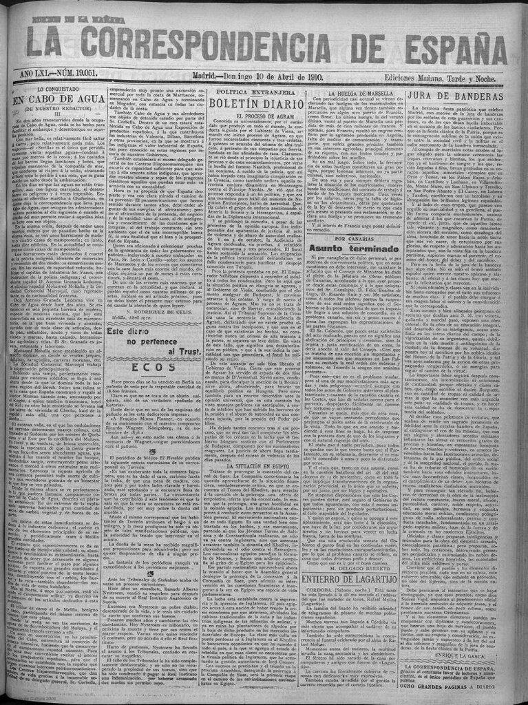 Miniatura de La Correspondencia de España del 10 de abril de 1910 (edición de la mañana)