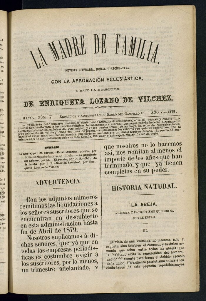 Miniatura de Madre de Familia : revista semanal de mayo de 1879, nº 7