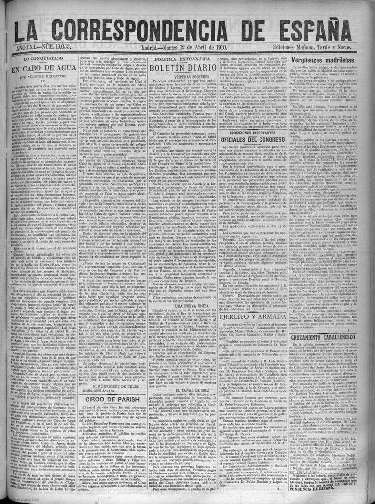 Miniatura de La Correspondencia de España del 12 de abril de 1910