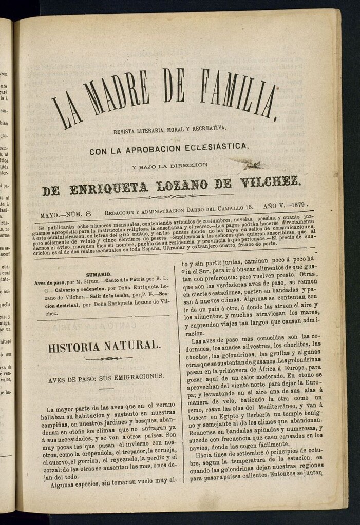 Miniatura de Madre de Familia : revista semanal de mayo de 1879, nº 8