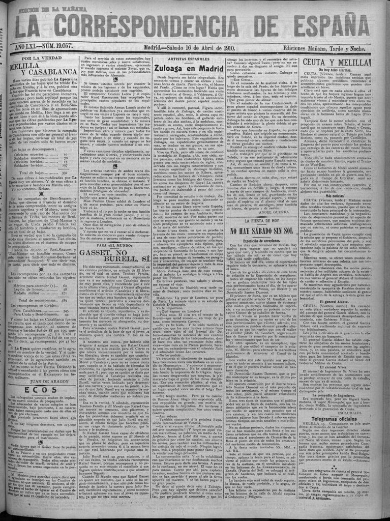 Miniatura de La Correspondencia de España del 16 de abril de 1910 (edición de la mañana)