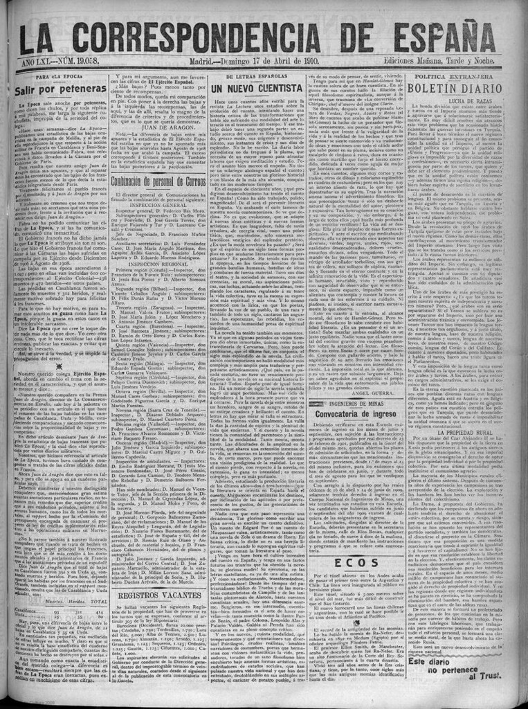 Miniatura de La Correspondencia de España del 17 de abril de 1910