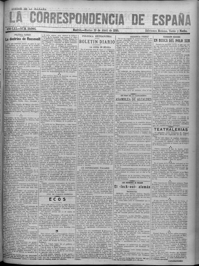 Miniatura de La Correspondencia de España del 19 de abril de 1910 (edición de la mañana)