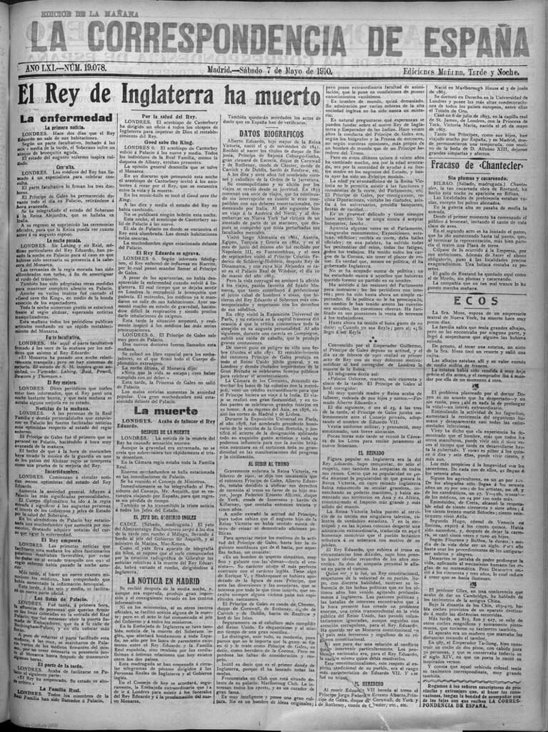 Miniatura de La Correspondencia de España del 7 de mayo de 1910 (edición de la mañana)