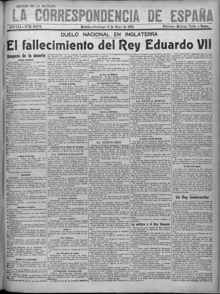 Miniatura de La Correspondencia de España del 8 de mayo de 1910 (edición de la mañana)