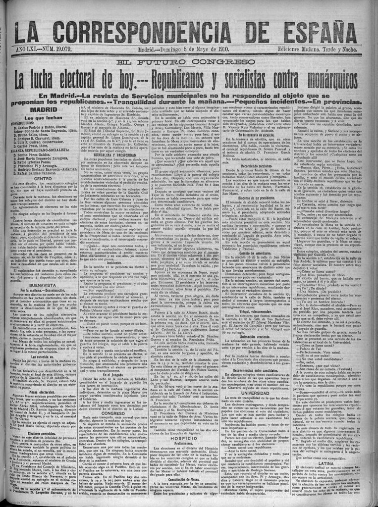 Miniatura de La Correspondencia de España del 8 de mayo de 1910