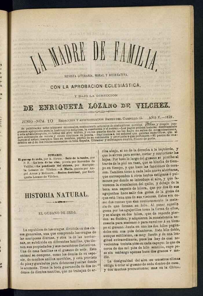 Miniatura de Madre de Familia : revista semanal de junio de 1879, nº 10