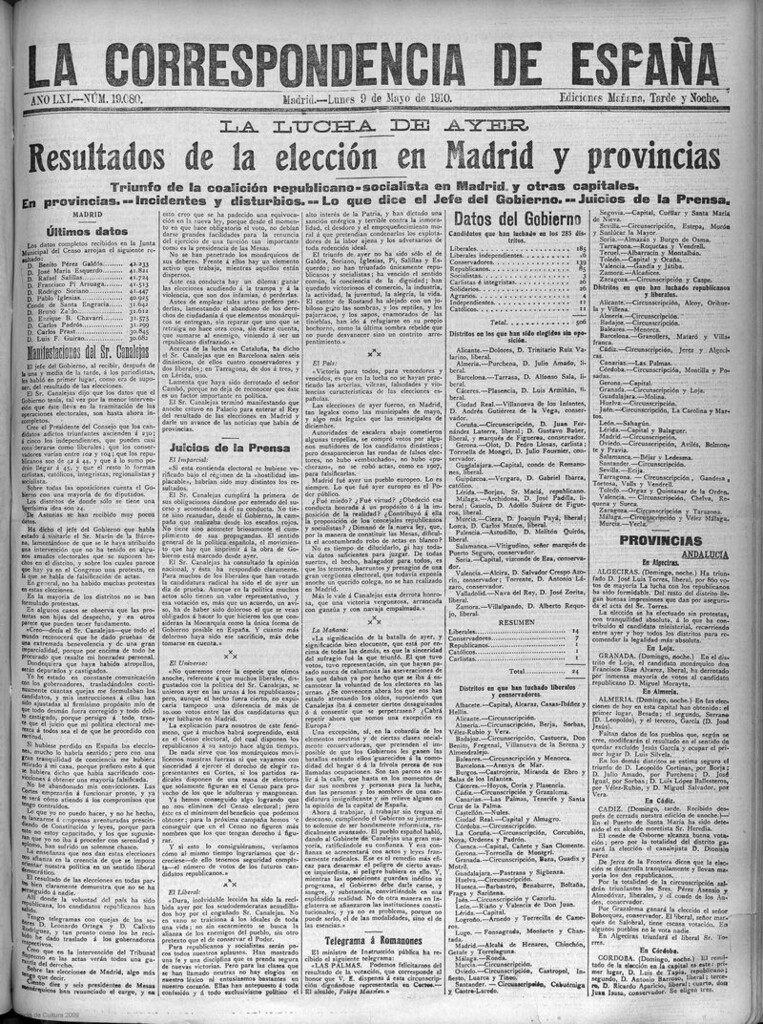 Miniatura de La Correspondencia de España del 9 de mayo de 1910