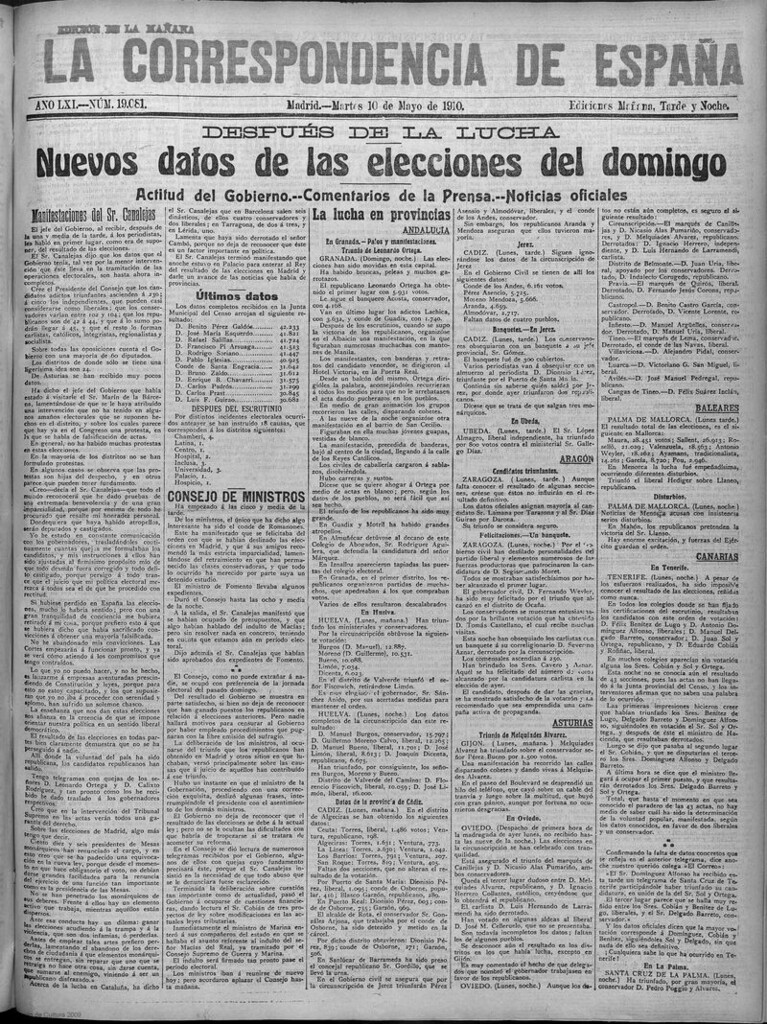 Miniatura de La Correspondencia de España del 10 de mayo de 1910 (edición de la mañana)