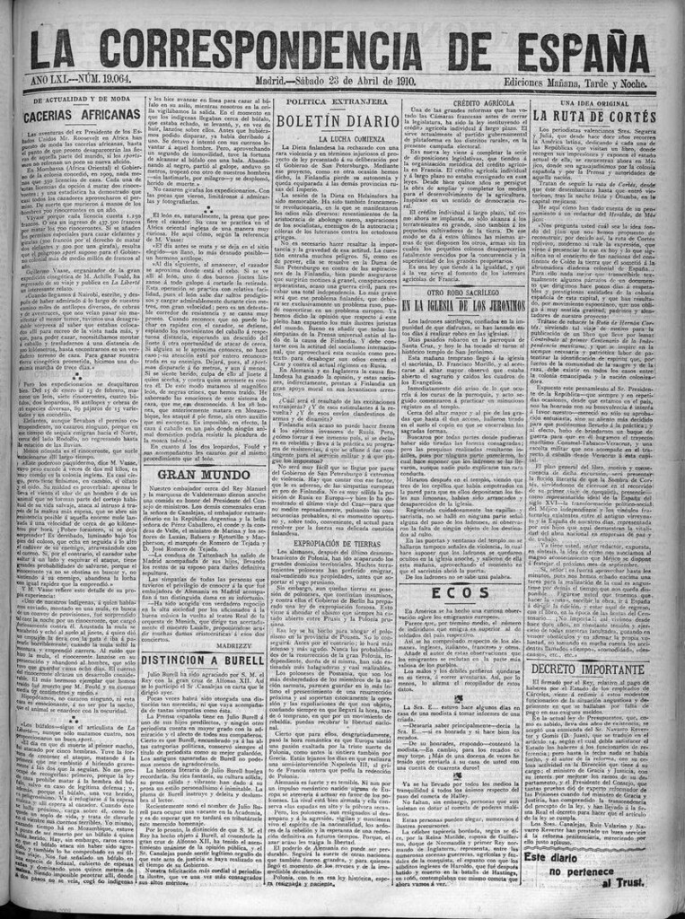 Miniatura de La Correspondencia de España del 23 de abril de 1910