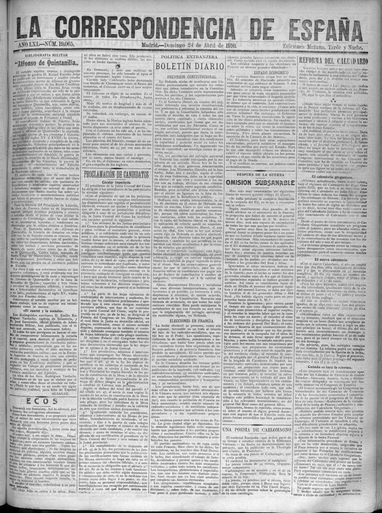 Miniatura de La Correspondencia de España del 24 de abril de 1910
