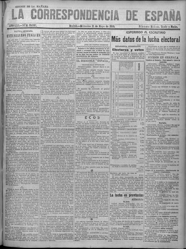 Miniatura de La Correspondencia de España del 11 de mayo de 1910 (edición de la mañana)